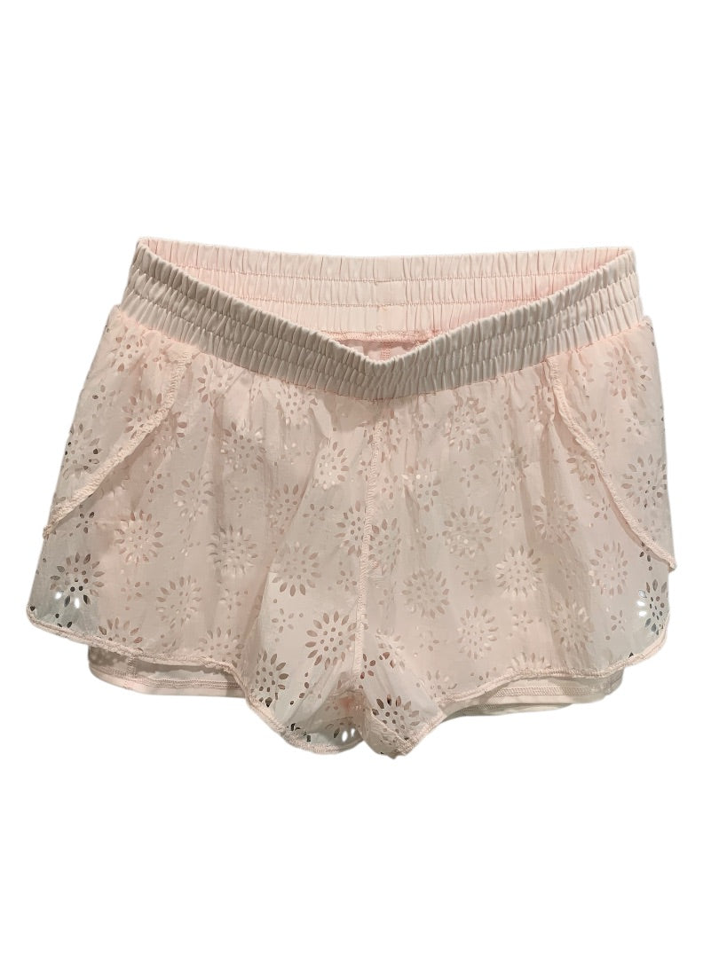 Medium Aerie Womens New Lasercut Shorts Pink Pull On