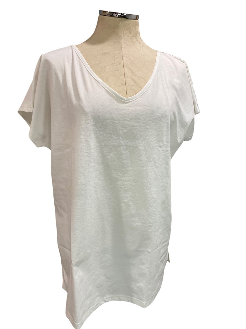 Large Set of 2 Womens New Activewear Tops V-Neck Tshirts Black White