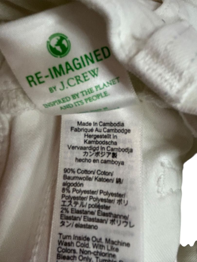 Size 25 J.Crew Mid-Rise Flare Crop Womens White Jeans Raw Hem