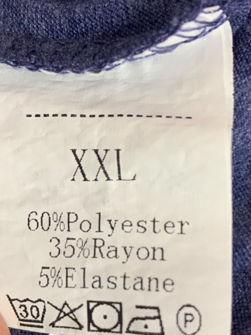 Size XXL Womens Long Sleeve Blue Heathered V-Neck Tshirt