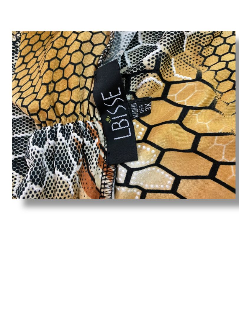 Size 3X LBisse Womens Shirt Pullover Faux Cardigan Abstract Reptile Print