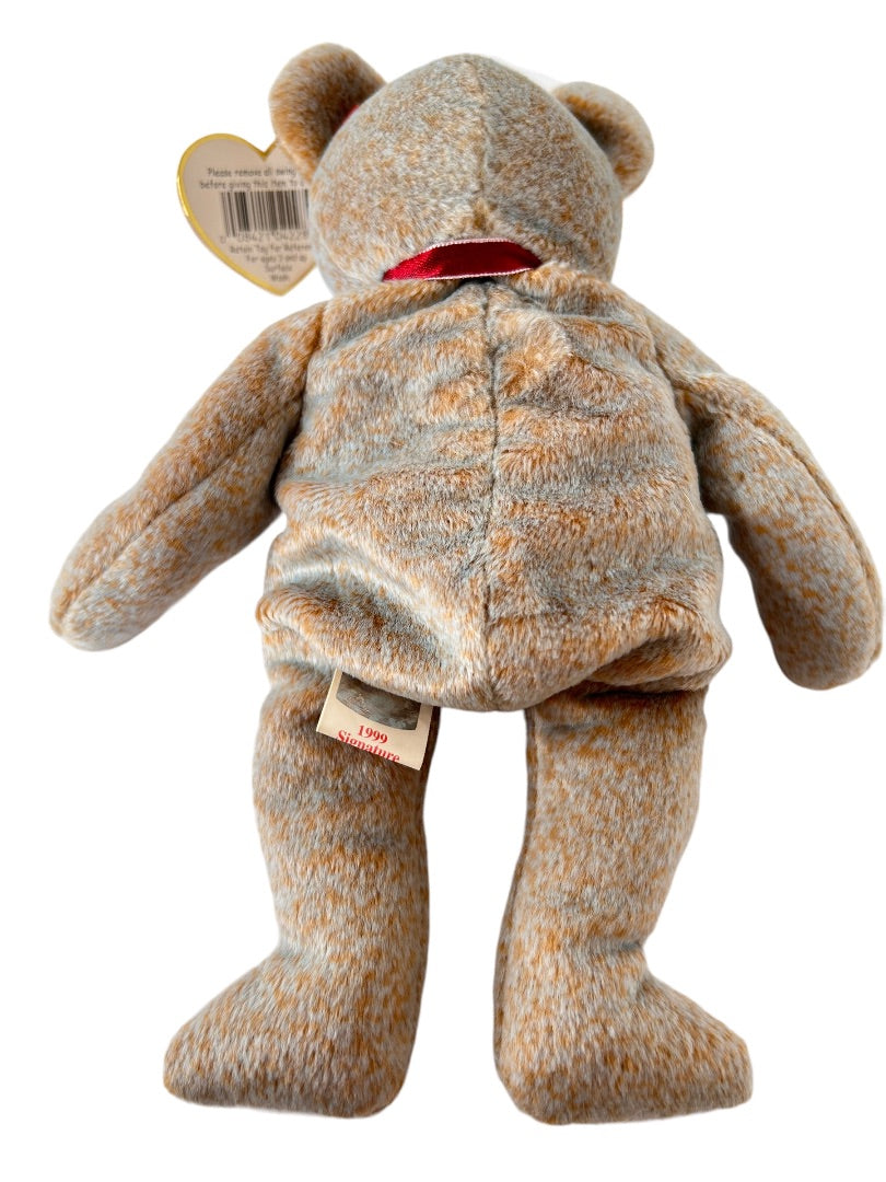 Ty Beanie Babies 1999 Signature Bear Tan Heart Tags
