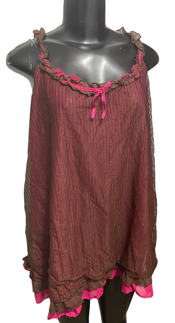 18/20 Cacique Ruffled Strap Pink Lining Sleepwear Nightie Camisole