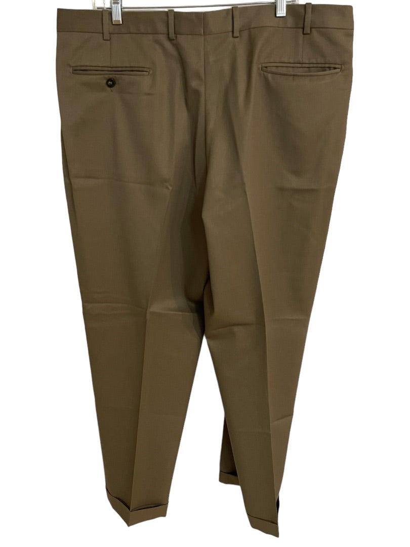 Size 40R JB Britches Nordsrom Mens Cuffed Pleated Winston Dress Pants Worsted Wool Tobacco Brown Italy