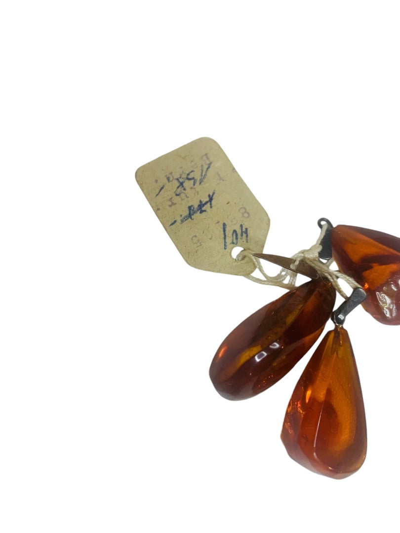 Veb Ostee Schmuck Vintage German Amber Pendants Set of 3 New Approximately 1.5"