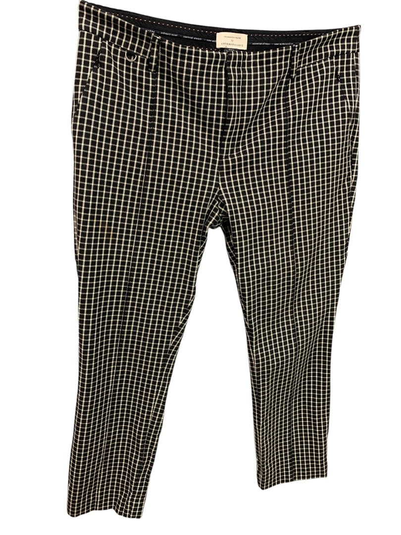 Size 12 Anthropologie Womens The Essential Slim Black White Crop Pants