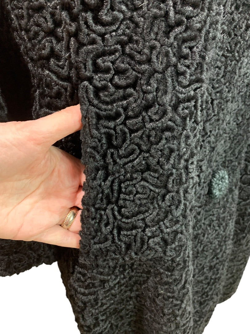 1950s Lambs Wool Mink Collar Womens Persian Coat Astrakin France