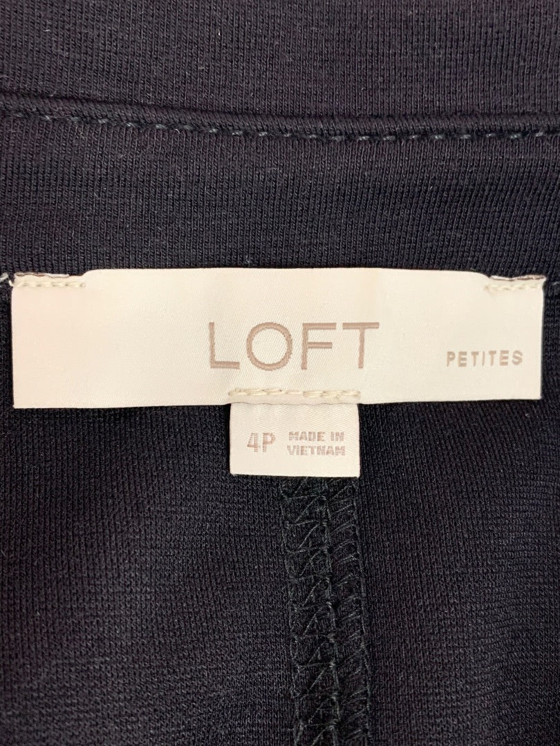 Size 4P Loft Petites Black Ponte Knit Dress Short Sleeve Pockets