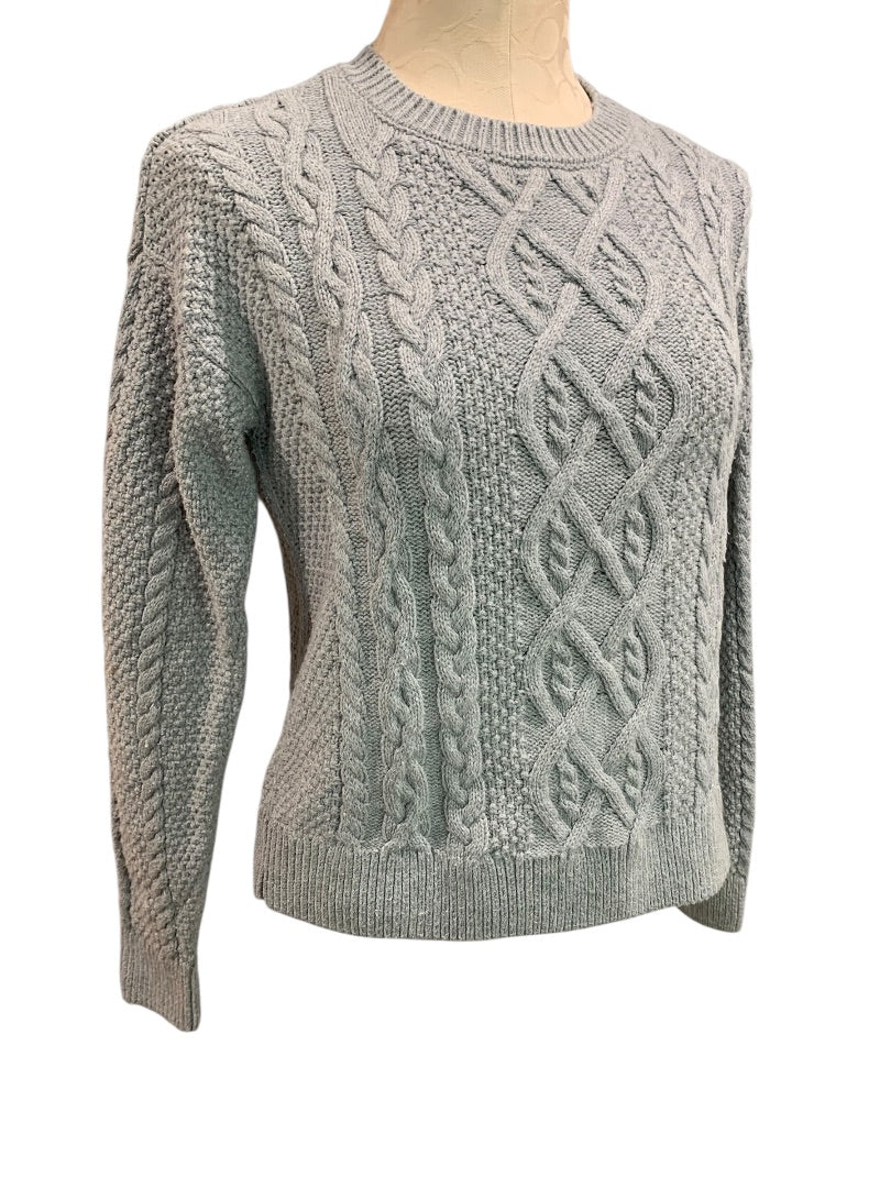 XS Abercrombie & Fitch Womens Cable Knit Gray Pullover Sweater Heavy