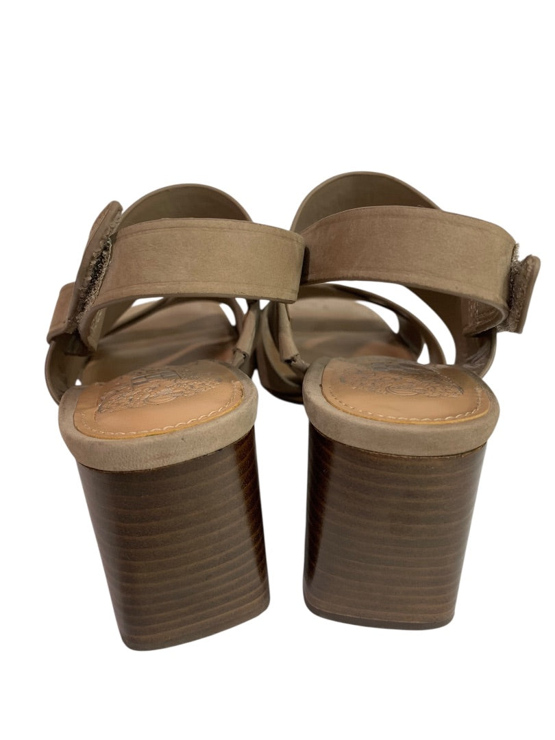 Size 6 Vince Camuto Womens Brown Suede Sandals Bebendy 3" Block Heel