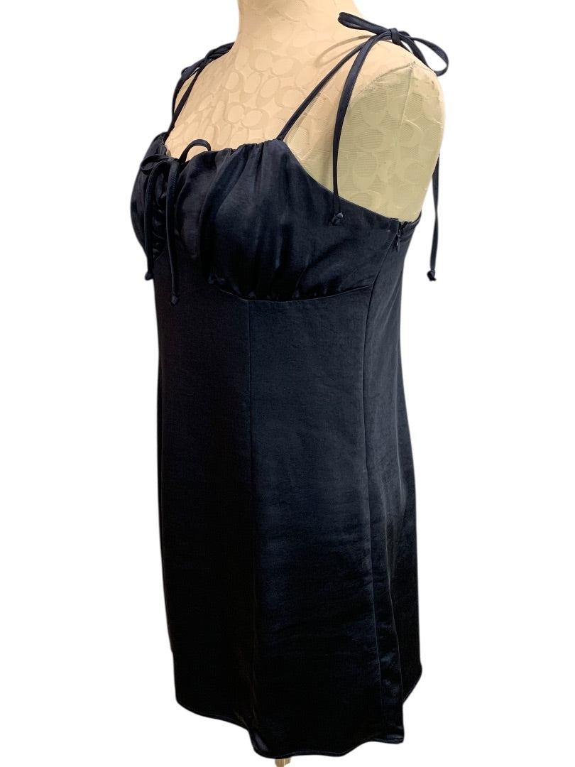 Medium L.A. Hearts Navy Blue Satin Satin Tie Shoulder Dress