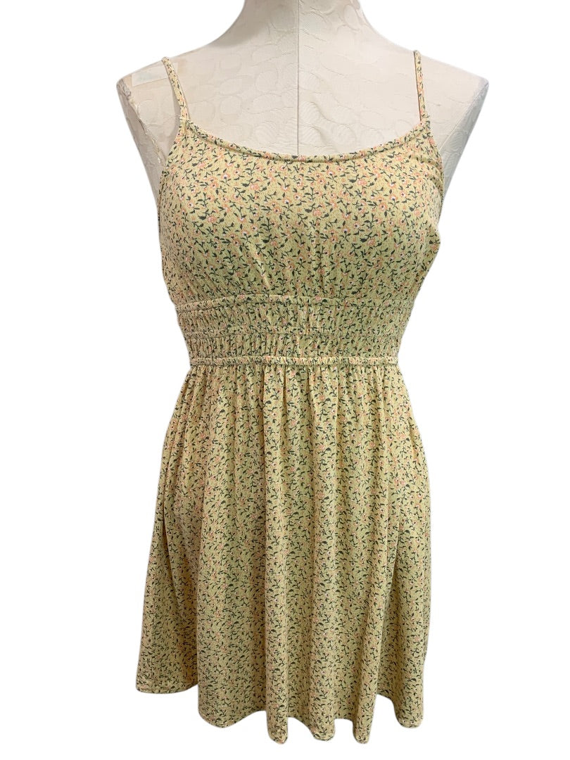 Small American Eagle Sundress Yellow Floral Banded Waist