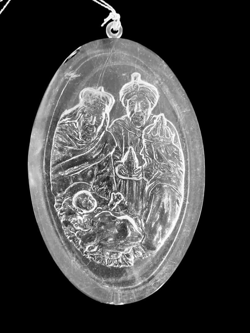 Vintage Lot of 4 Acrylic Clear Ornaments Christmas Nativity 3 Inch