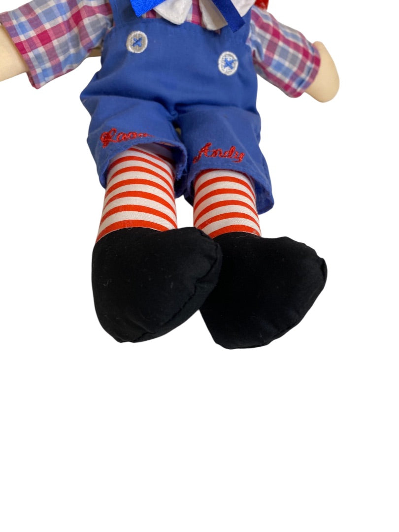 Vintage Raggedy Andy Rag Doll 12" Button Eyes Embroidered Face