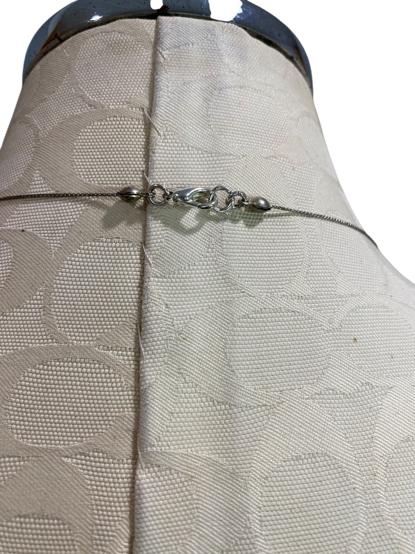 Silvertone Strand String Beaded Necklace Lobster Clasp Raspberry Pink Beads 36"