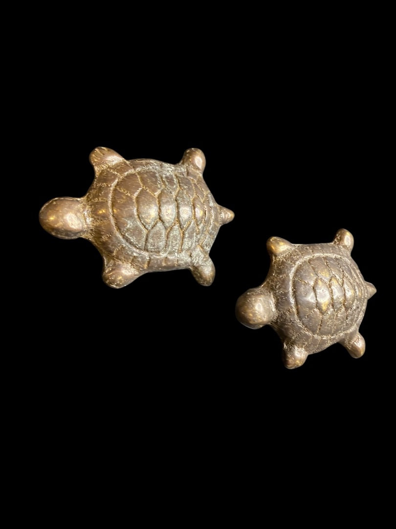 Set of 2 Brass Turtle Drawer Pull Knobs 62mm 2.4"