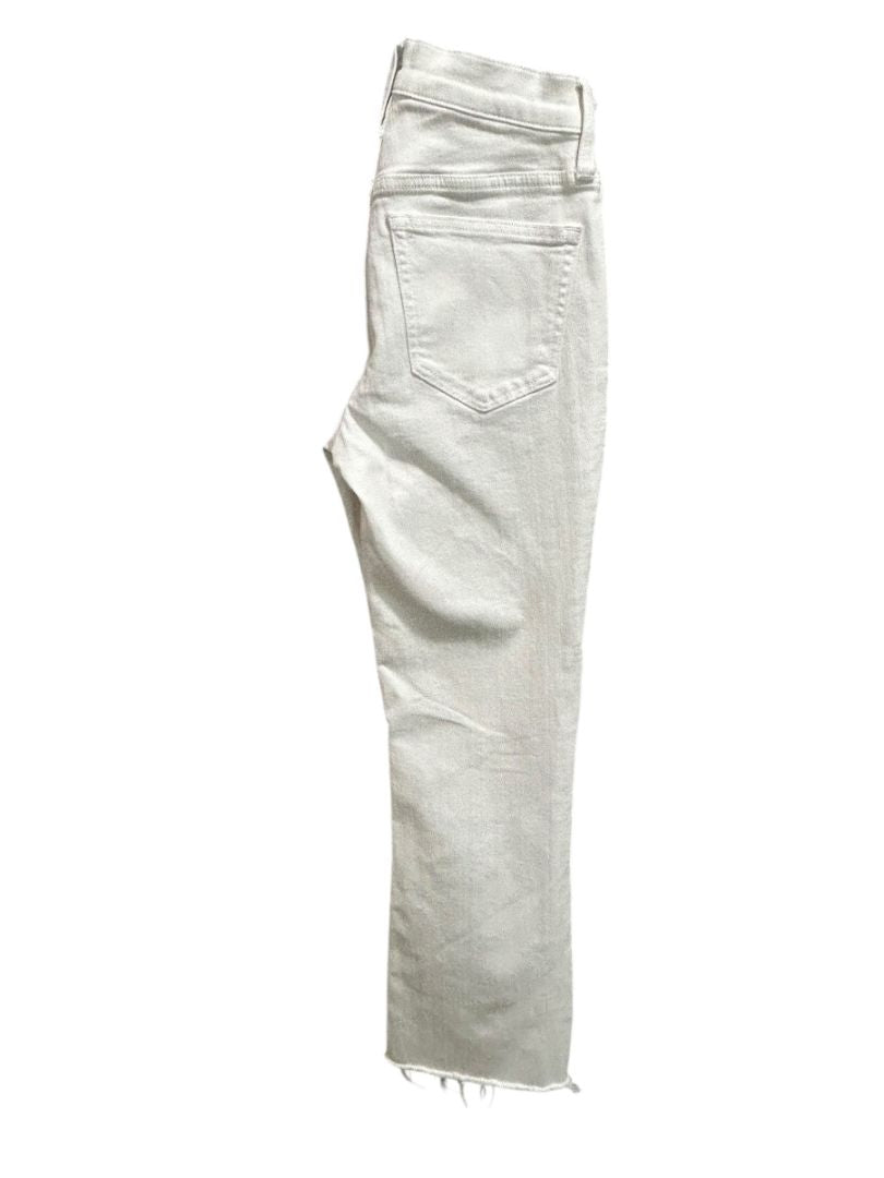 Size 25 J.Crew Mid-Rise Flare Crop Womens White Jeans Raw Hem