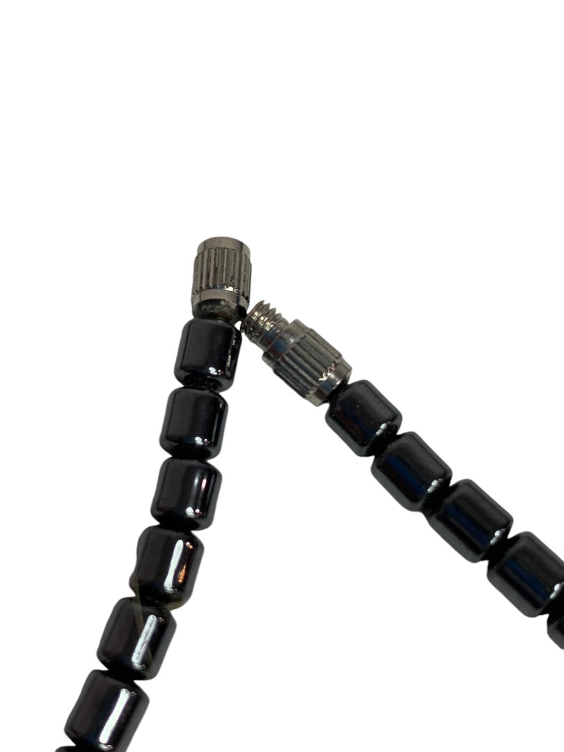 Hemitite Heart Stone Pendant Necklace Barrel Clasp 18" Silvertone Spacers