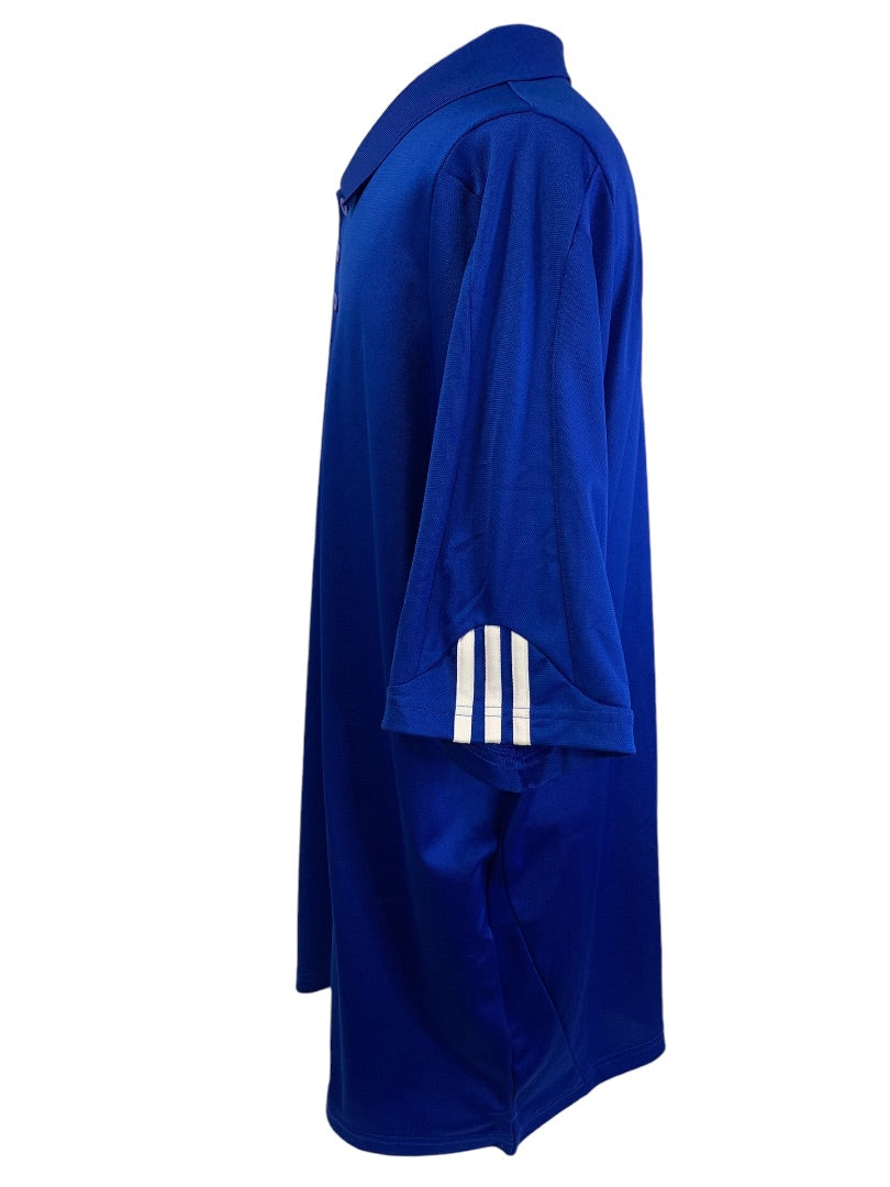Large Adidas Golf Mens New Royal Blue Polo Shirt ClimaLite Striped Cuff P77778