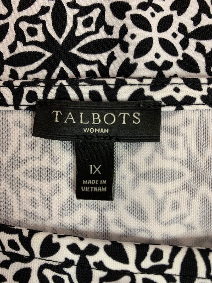 1X Talbots Woman Black White Print Tank Sleeveless Shirt