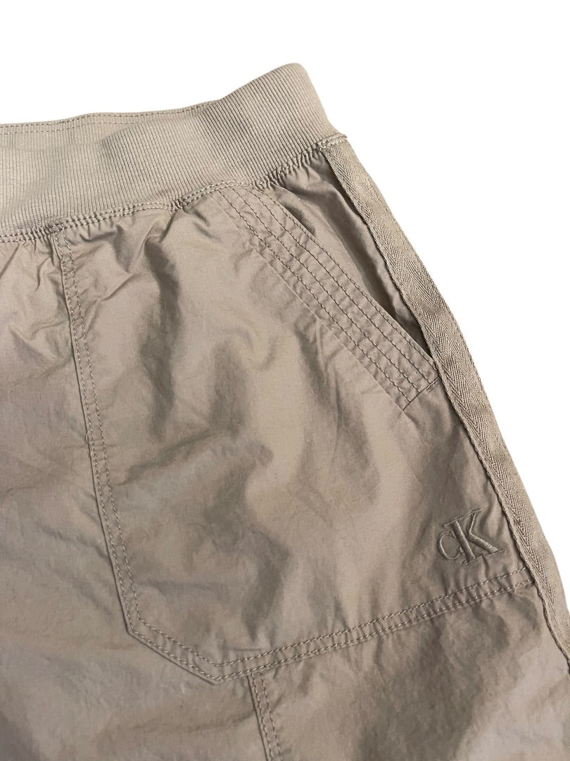 Large Calvin Klein Jeans Khaki Elastic Front Tie Waist Shorts Pockets