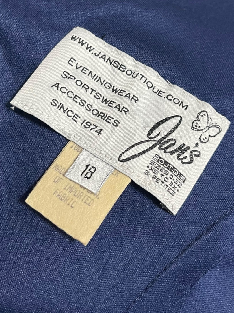 18 Jan's Boutique Eveningwear 2 Piece Full Length Dress & Jacket Navy