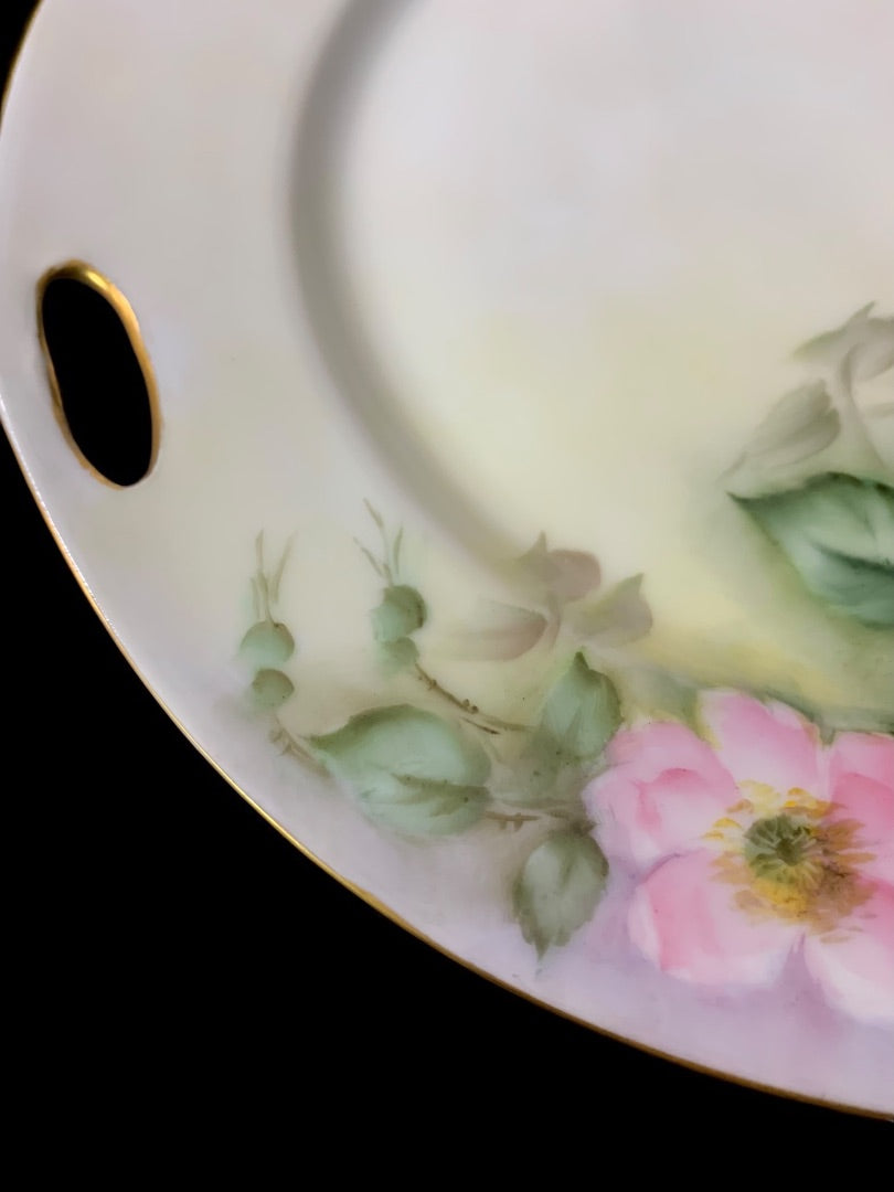 Victoria Austria Double Handled Plate Wild Rose 10 Inch