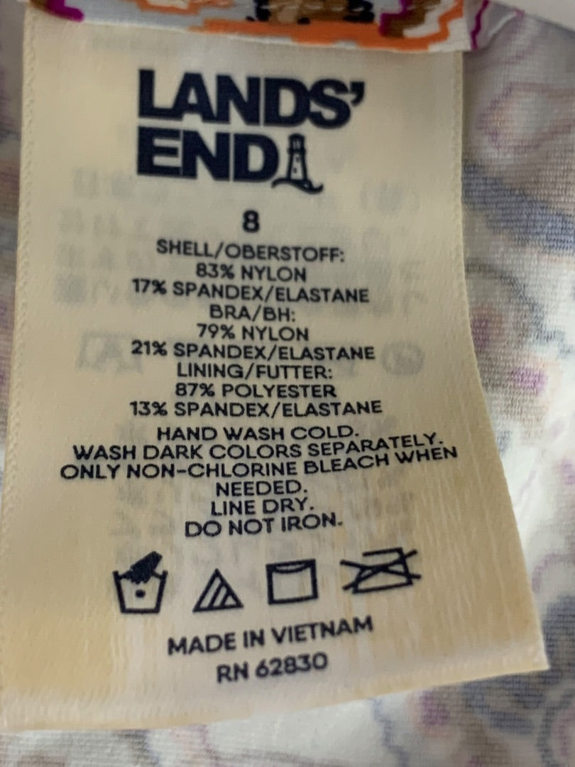 Size 8 Lands End Womens New Swim Tankini Top Paisley Underwire