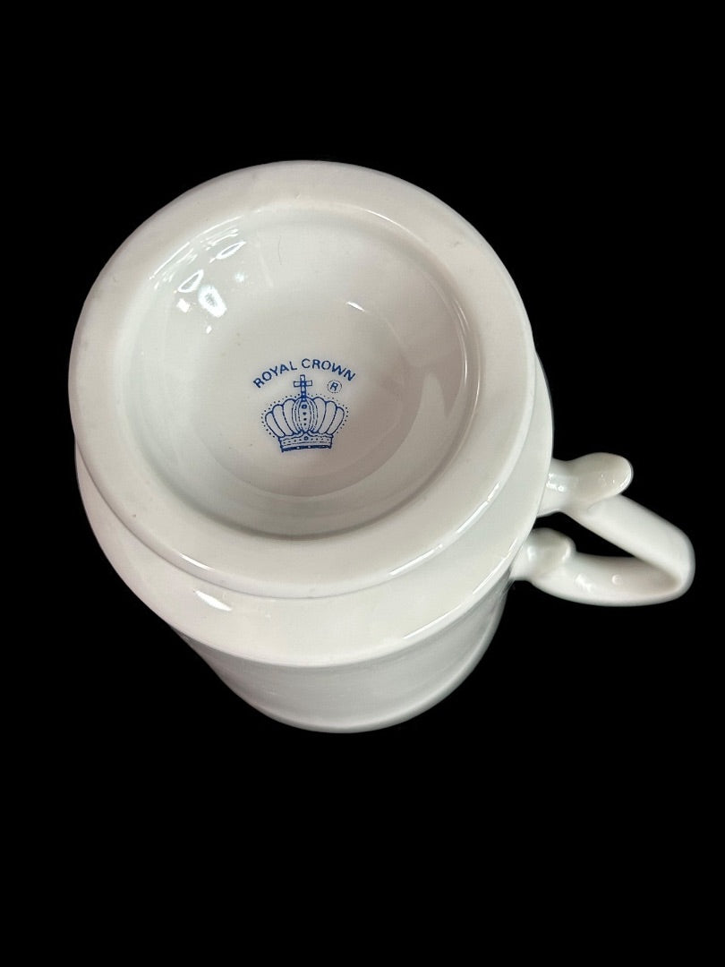 Royal Crown Pedestal Ceramic Bird Mug Gold Trim Orange Gray Throat