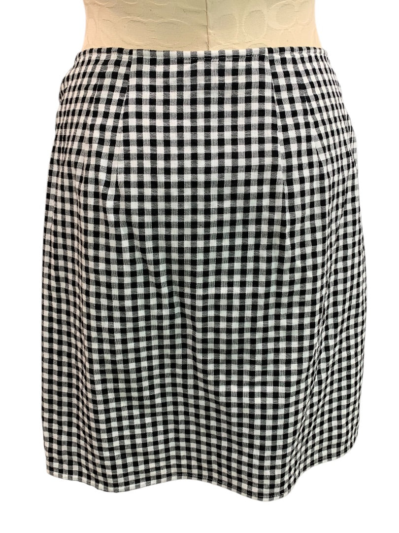 Size 6 Madewell New Wrap Skirt Black White Gingham Plaid