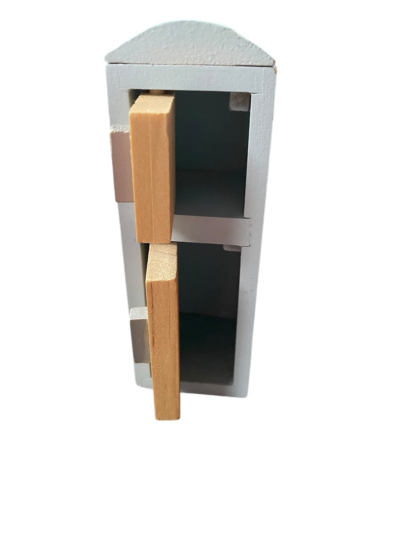 Wooden Dollhouse Miniature Kitchen Cabinet Blue Refrigerator 5 Inch