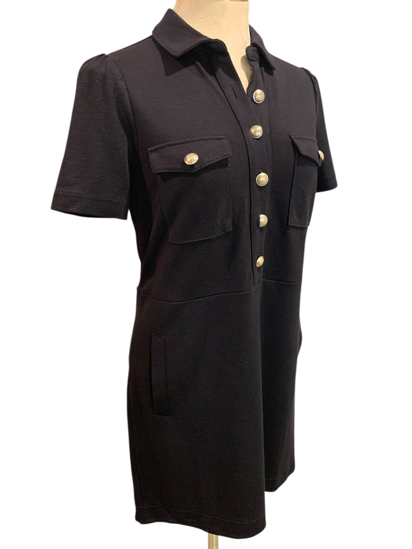 Size 4P Loft Petites Black Ponte Knit Dress Short Sleeve Pockets