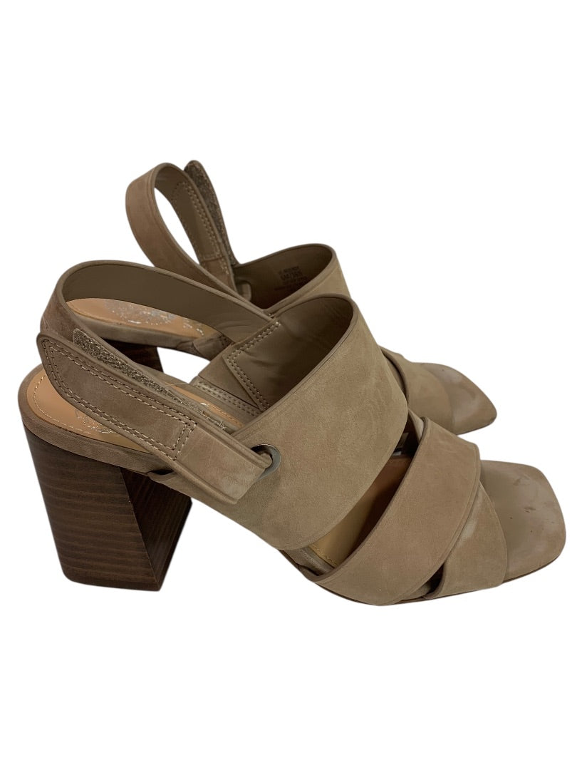 Size 6 Vince Camuto Womens Brown Suede Sandals Bebendy 3" Block Heel