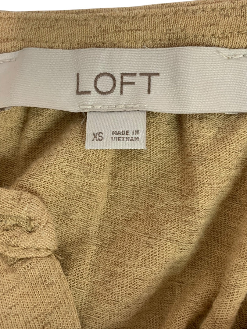 XS Loft Womens Henley Style Tshirt Cuffed Short Sleeve