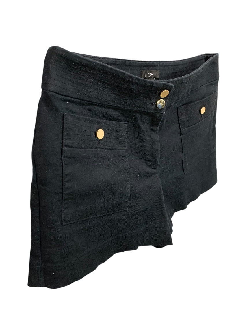 Size 2 Loft Womens Shorts Black Goldtone Button Pockets