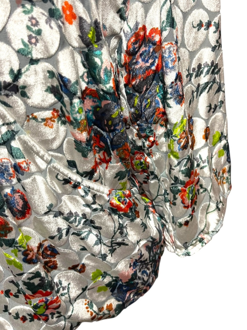 Small Maeve Anthropologie Sheer Umi Wrap Floral Velvet Shirt Silk Blend