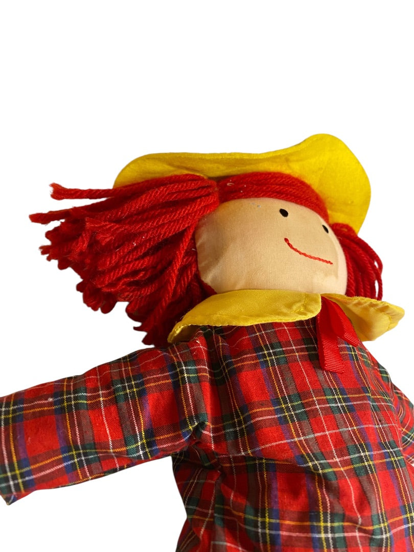 1994 Madeline by Eden Cloth Rag Doll 14" Red Plaid Dress
