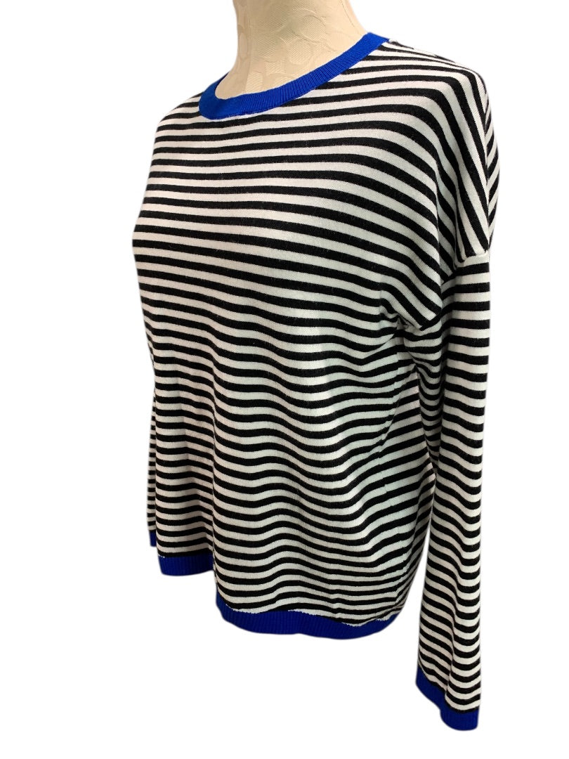 Small Zesica Womens Soft Pullover Sweater Black White Blue