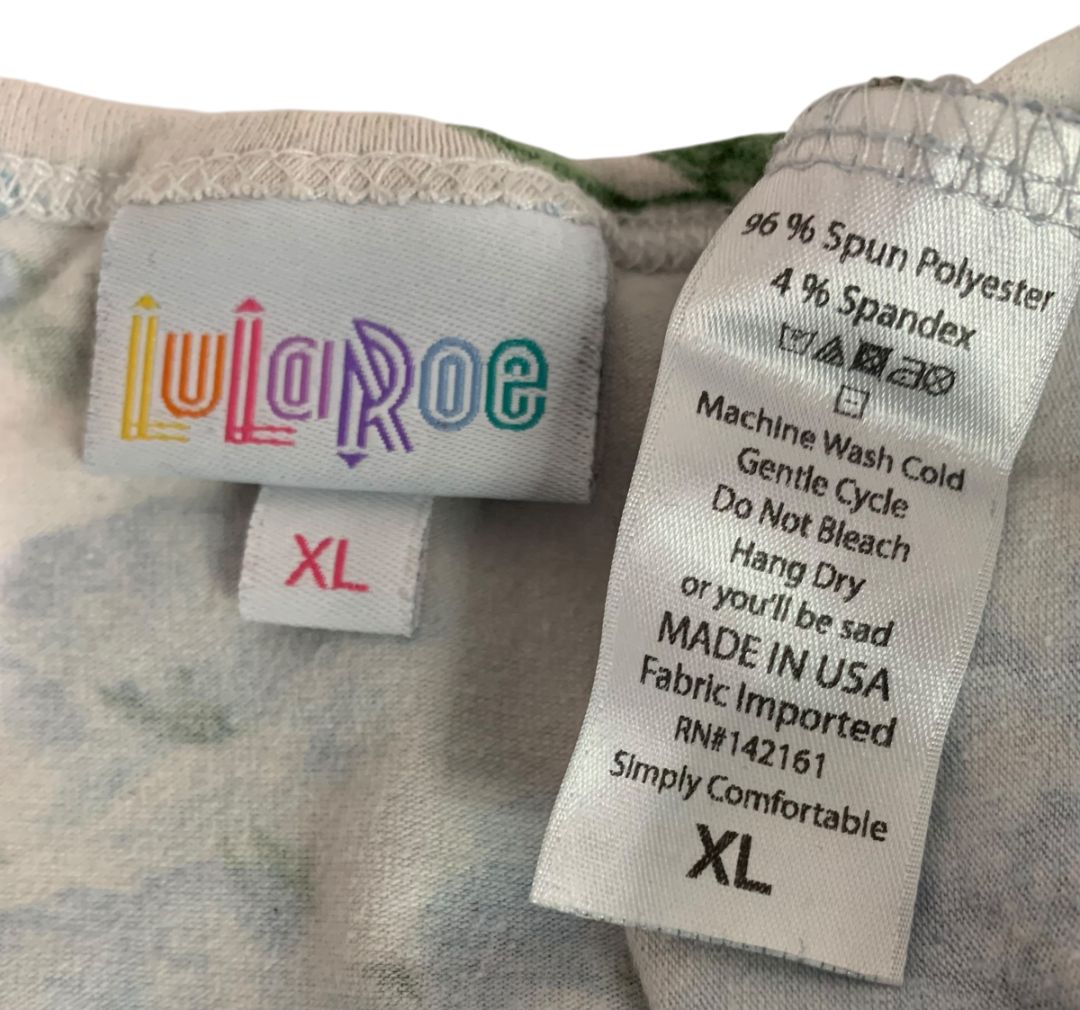 Size XL LulaRoe Womens Hi Lo Tunic Top Shirt 1/2 Sleeve Blue Rose