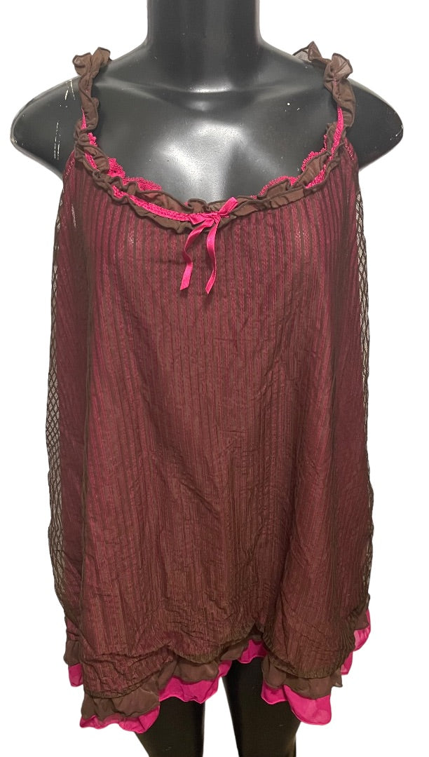 18/20 Cacique Ruffled Strap Pink Lining Sleepwear Nightie Camisole