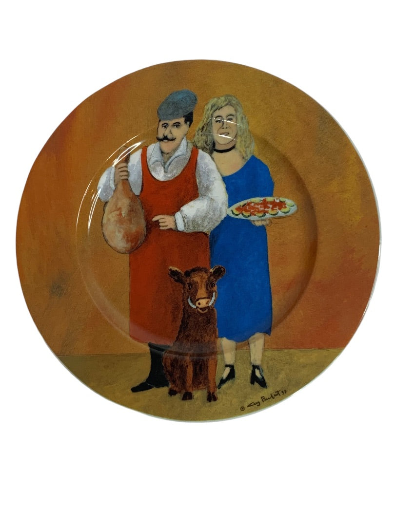 Guy Buffet Tuscan Storefronts Salad Plate Butcher Wife 8 Inch