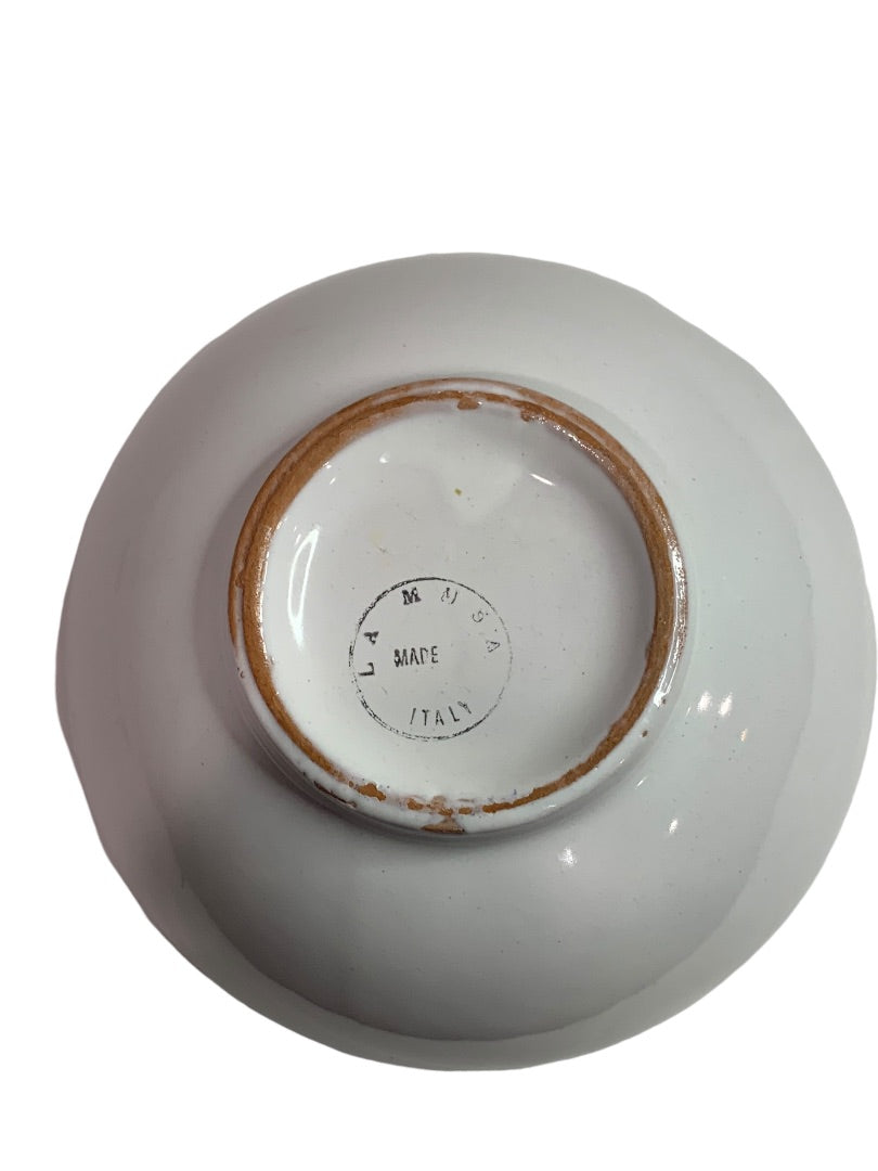 La Musa Vintage Italy Ceramic Fish Cereal Soup Bowl Repaired 6 Inch