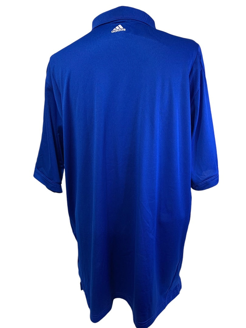 Large Adidas Golf Mens New Royal Blue Polo Shirt ClimaLite Striped Cuff P77778
