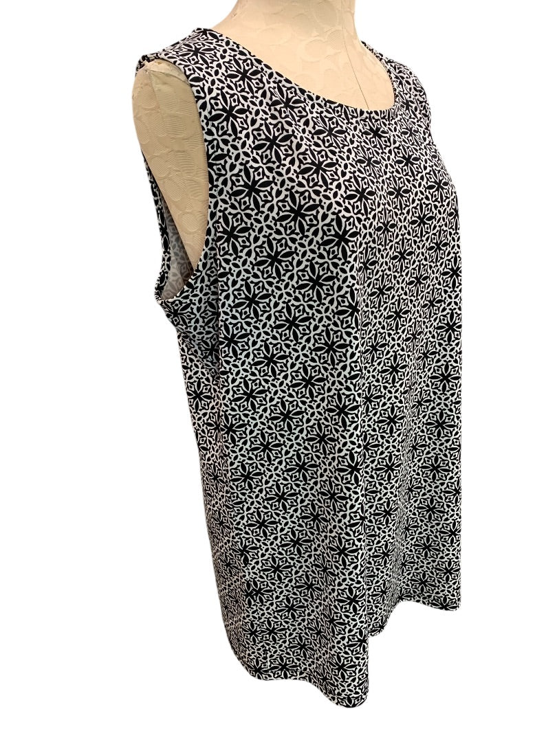 1X Talbots Woman Black White Print Tank Sleeveless Shirt