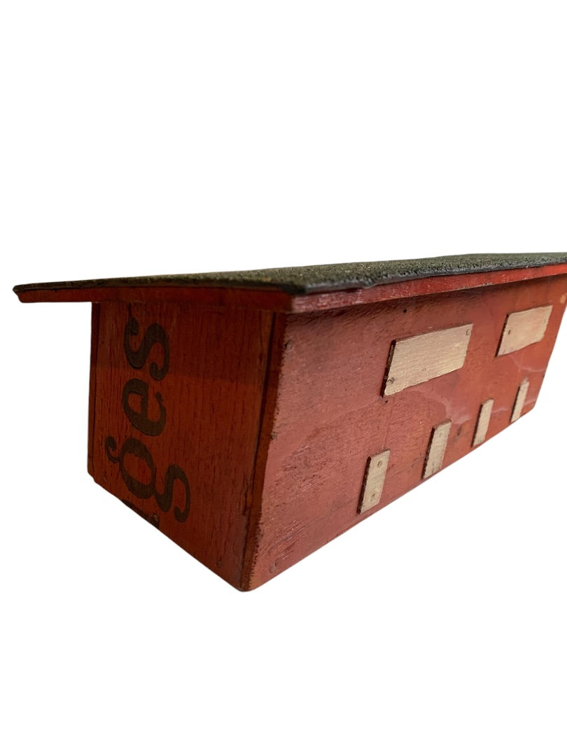 Vintage Primitive Wooden Farmhouse Miniature Outbuilding 1941 Red