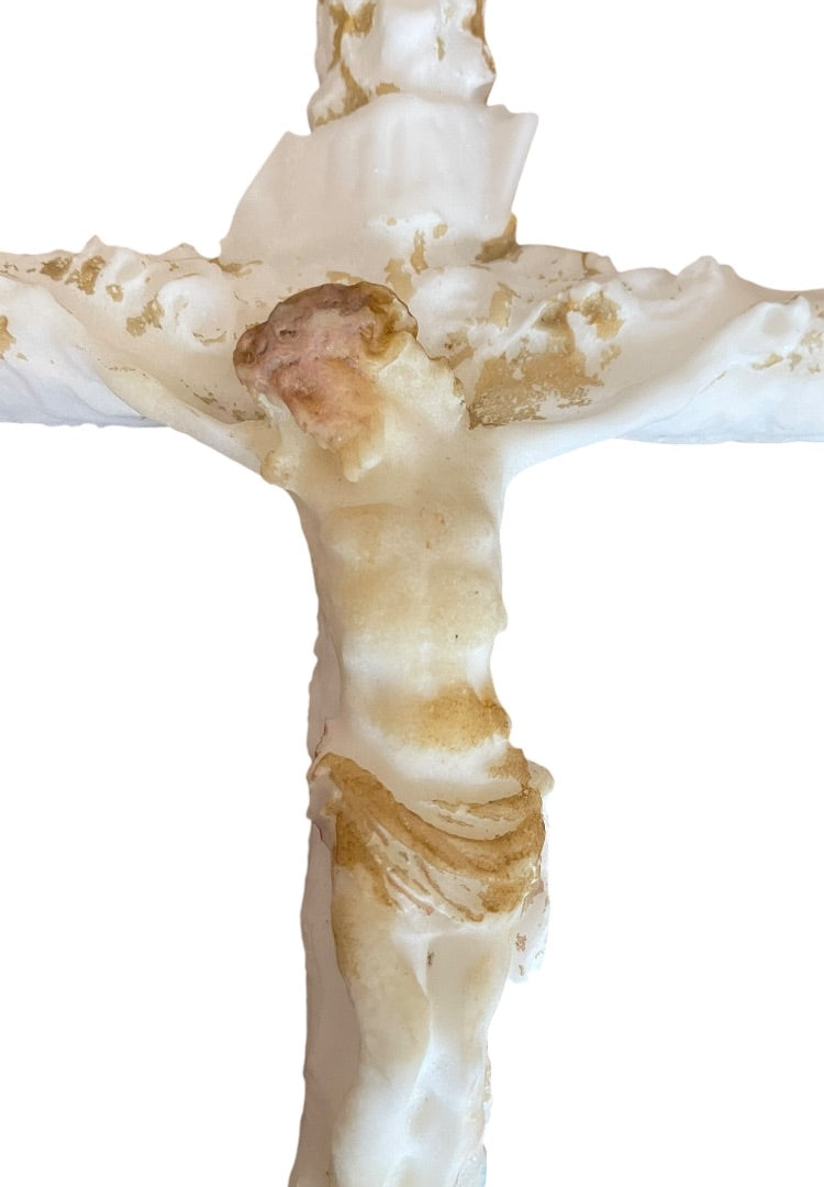Unique Plaster Mold Crucifix Jesus on the Cross 13.5 x 7.5"