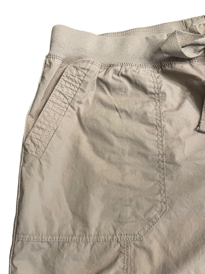 Large Calvin Klein Jeans Khaki Elastic Front Tie Waist Shorts Pockets