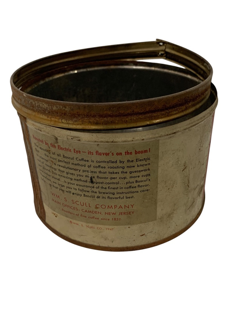1947 Boscul Coffee Can Tin No Lid Camden NJ 1 Pound