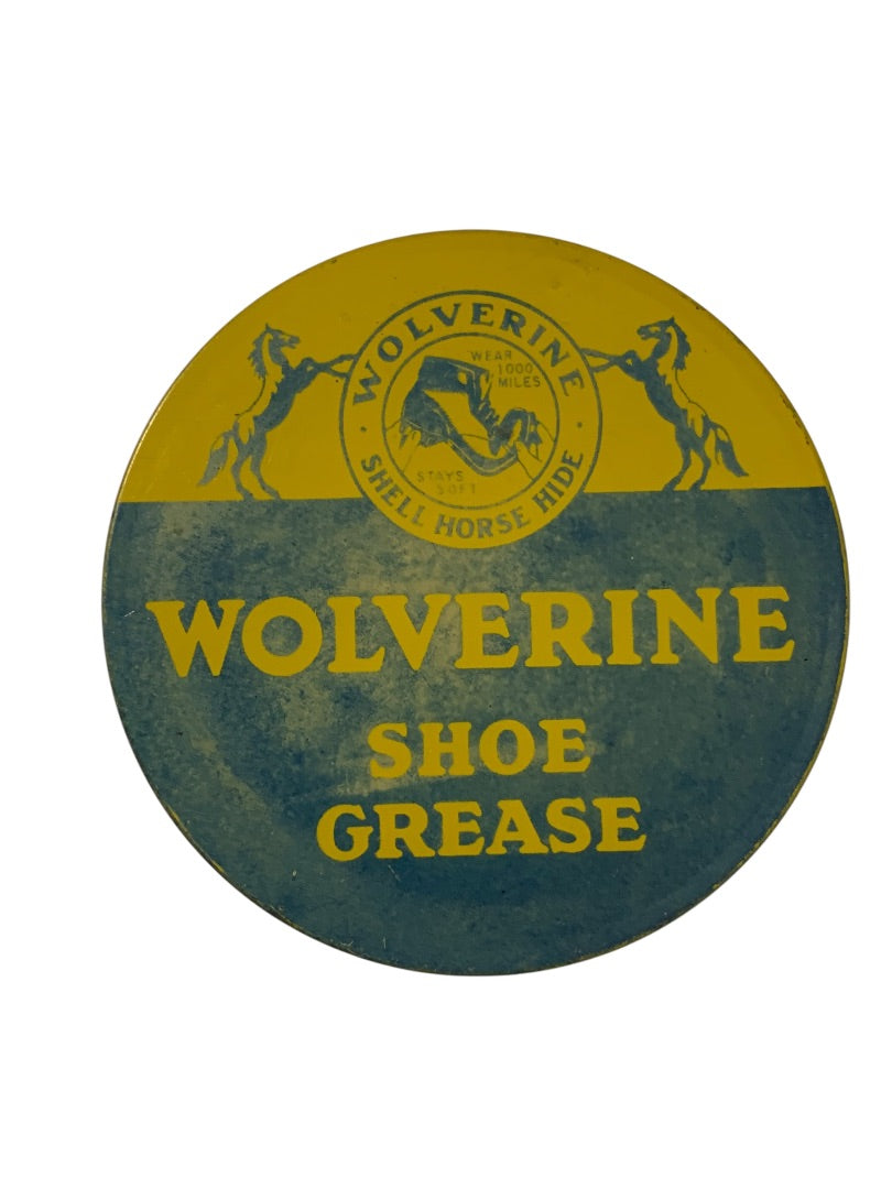 1950s Wolverine Shoe Grease Tin Decor Rockford Michigan 2.75" Diameter