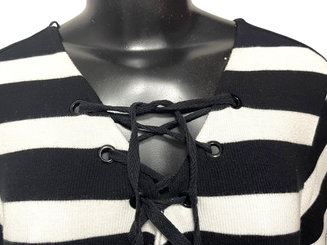 3X INC International Concepts Striped Short Sleeve Womens Top Shirt